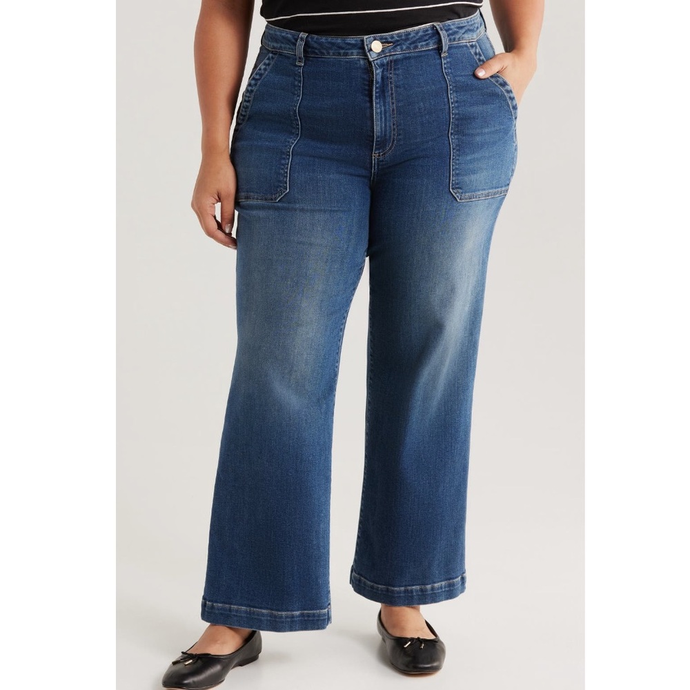 MAKE AN OFFER - LANE BRYANT Utility Pocket Flare Jeans